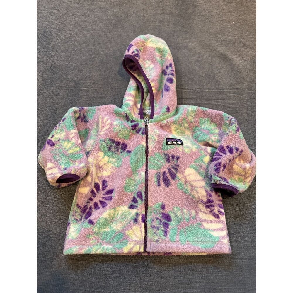 Patagonia Baby Synchilla Cardigan - purple leaves